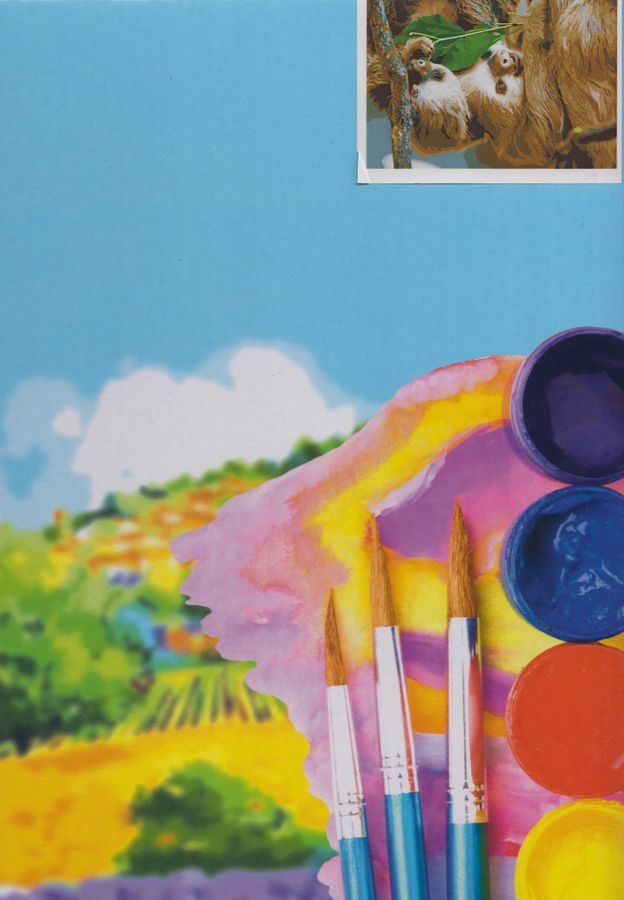Набор для рисования 30х40 см холст с красками Милые ленивцы РЫЖИЙ КОТ Х-9117