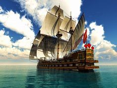 Набор для рисования 40х50 см холст с красками Пиратская бригантина РЫЖИЙ КОТ Х-6613