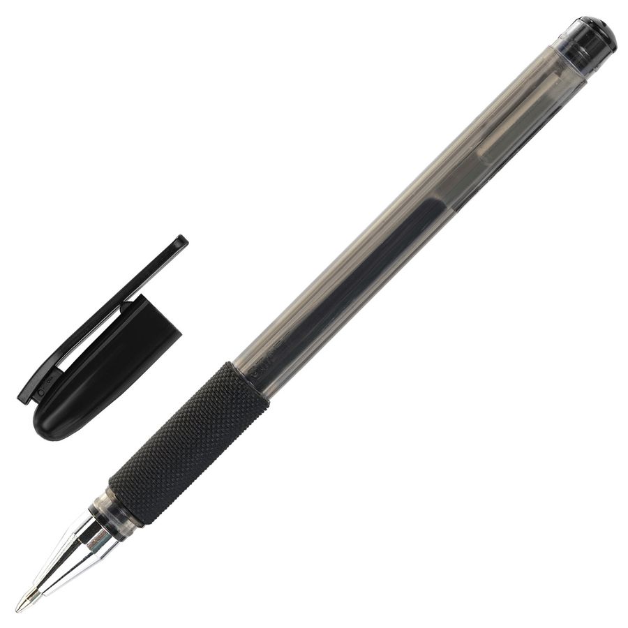 Ручка гелевая с грипом черный 0,5мм Basic 0,35мм STAFF 143677