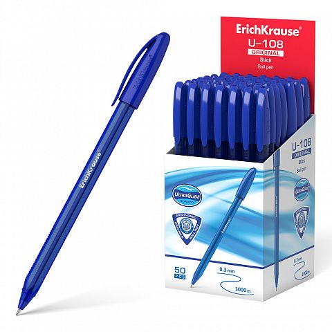 Ручка шариковая ЕК Ultra Glide Technology U-108 синяя ERICH KRAUSE 47595