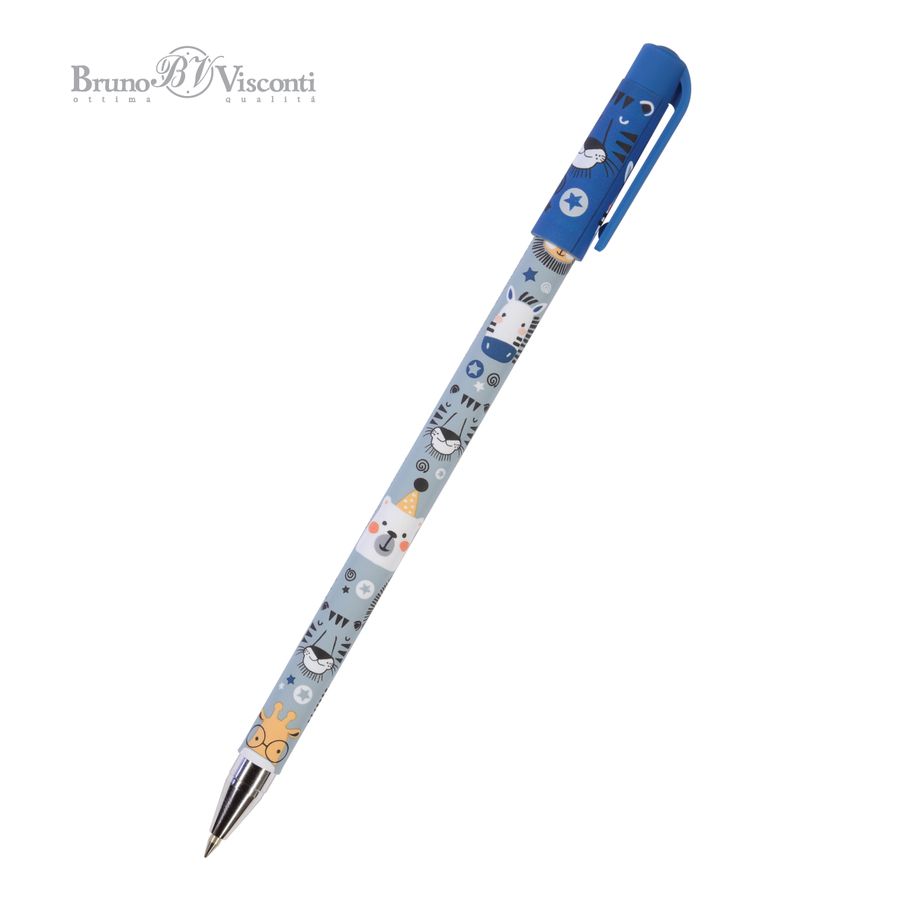 Ручка шариковая синяя HappyWrite. Милые зверушки 0,5мм BRUNO VISCONTI 20-0215/46