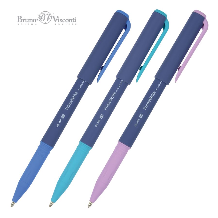 Ручка шариковая синяя PrimeWrite. Navy масляная основа 1мм BRUNO VISCONTI 20-0295/03
