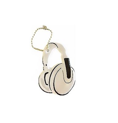 Брелок светоотражающий виниловый 42x60 мм Headphones белый deVENTE 9082003