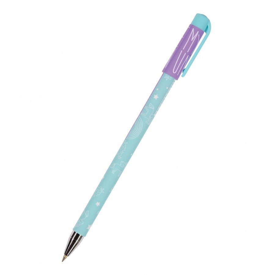 Ручка шариковая автоматическая синяя HappyClick Зефирные животные. Единорог и радуга 0,5мм BRUNO VISCONTI 20-0241/44
