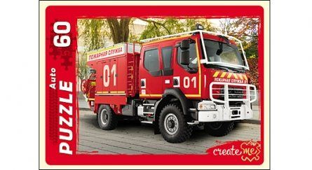 Пазлы 60  Пожарная машина Рыжий кот П60-0974