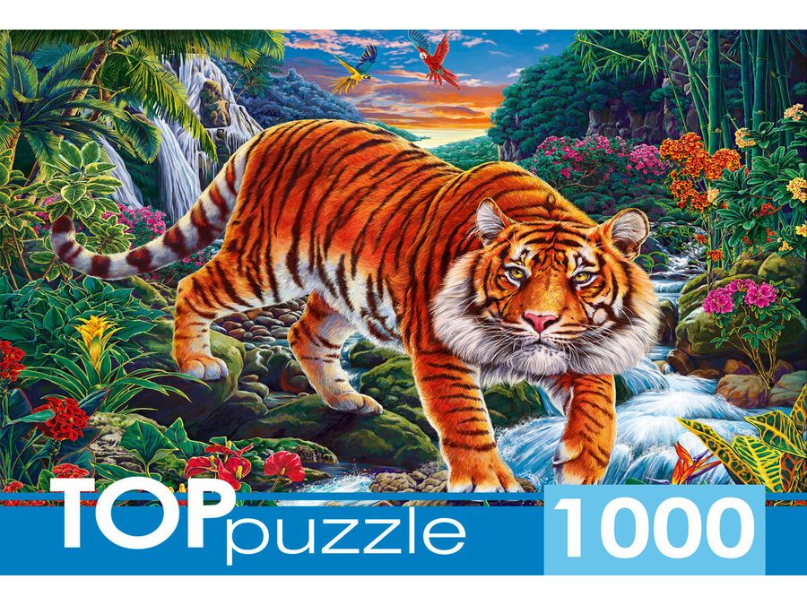 Пазлы 1000 элементов Тигр у водопада TOPpuzzle ФТП1000-9854