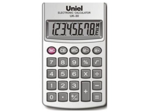 Калькулятор карманный 8 разряд. серебряный UNIEL UK-30