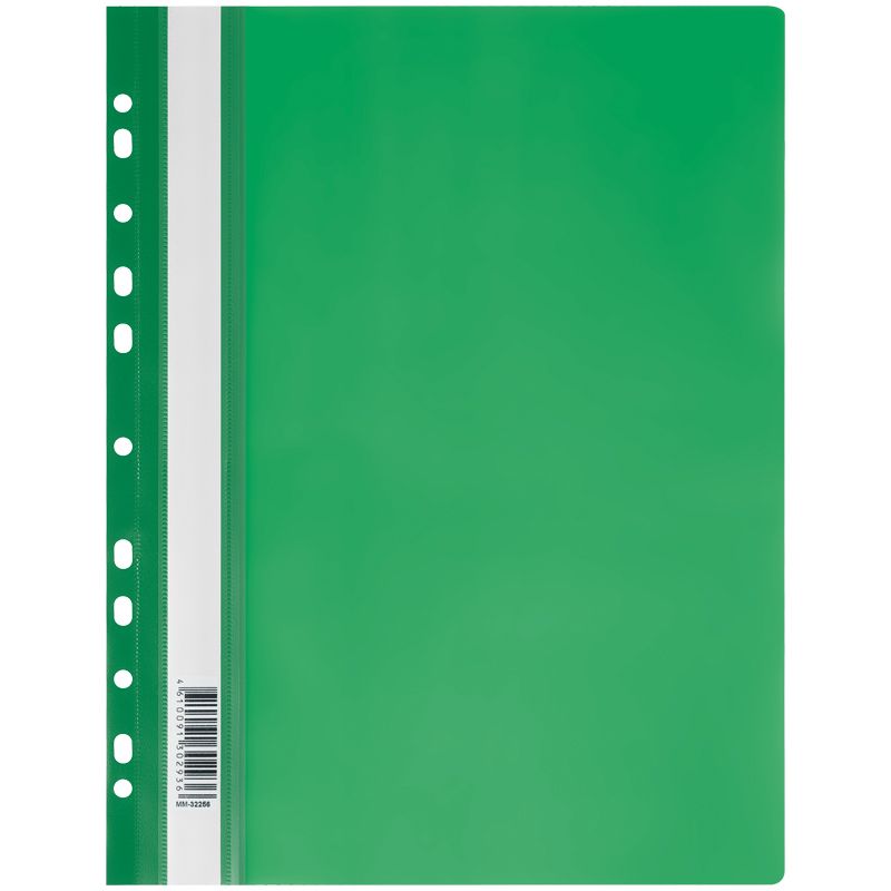 Папка скоросшиватель пластик А4 с перфор. зеленая 0,16мкм СТАММ ММ-32256