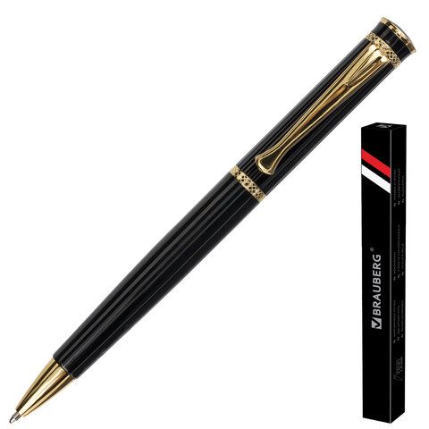 Ручка подарочная шариковая пов.мех. синяя 1,0мм Perfect Black корпус черный BRAUBERG 141416