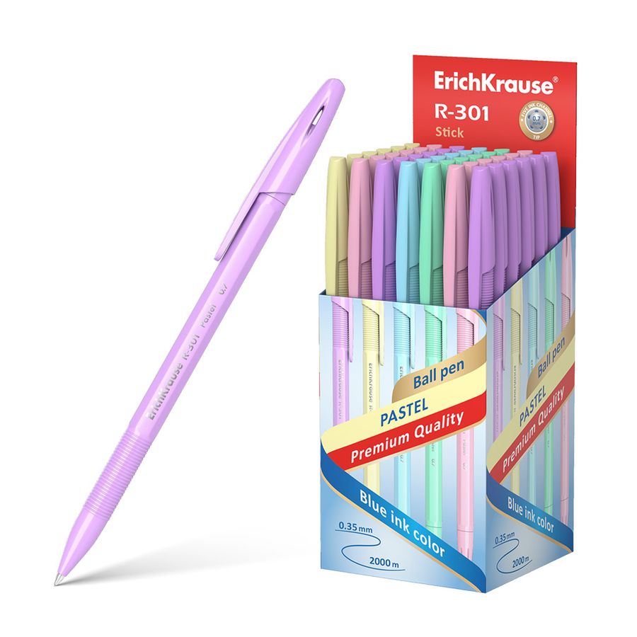 Ручка шариковая синяя 0,7мм R-301 Pastel Stick ERICH KRAUSE 55387