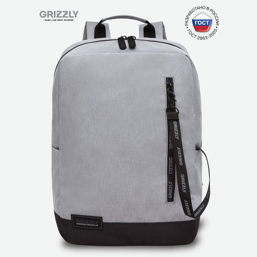 Рюкзак молодежный 1отд. Черный-серый 28х42х12см GRIZZLY RQL-313-1/4 (уни)