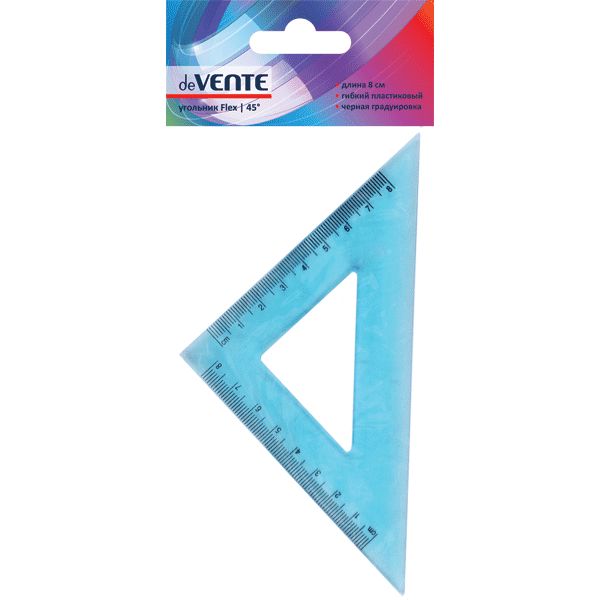 Треугольник 8см 45° Flex гибкий прозрачный синий в блистере deVENTE 5097308