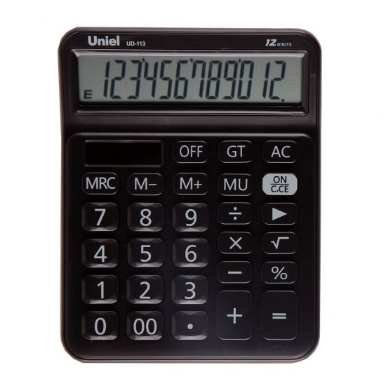 Калькулятор настольный 12 разряд. 2-е пит. черный UNIEL UD-113K