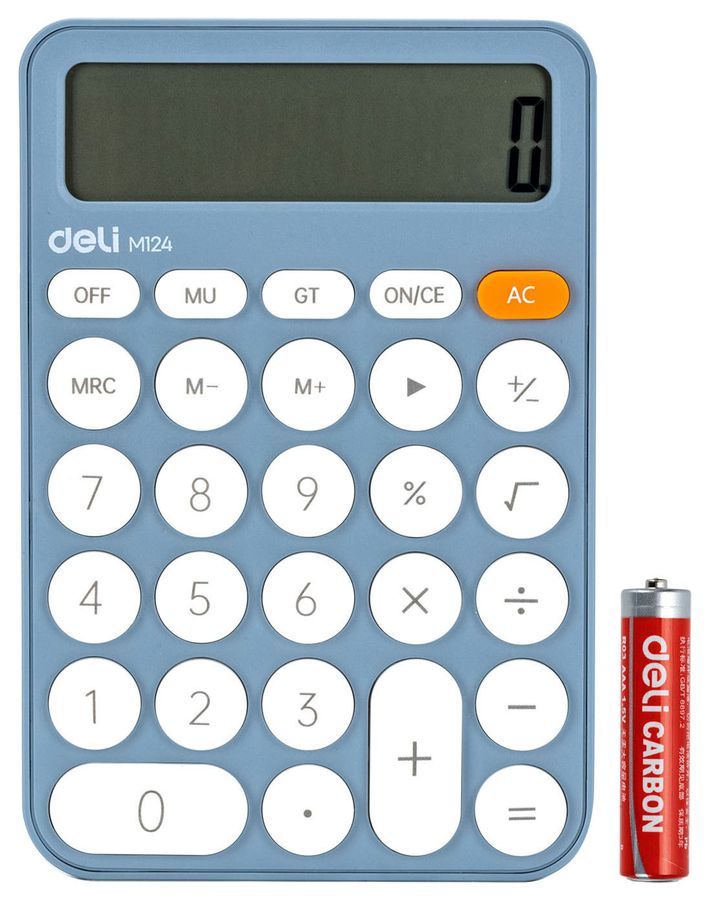 Калькулятор настольный 12 разряд. синий DELI EM124BLUE