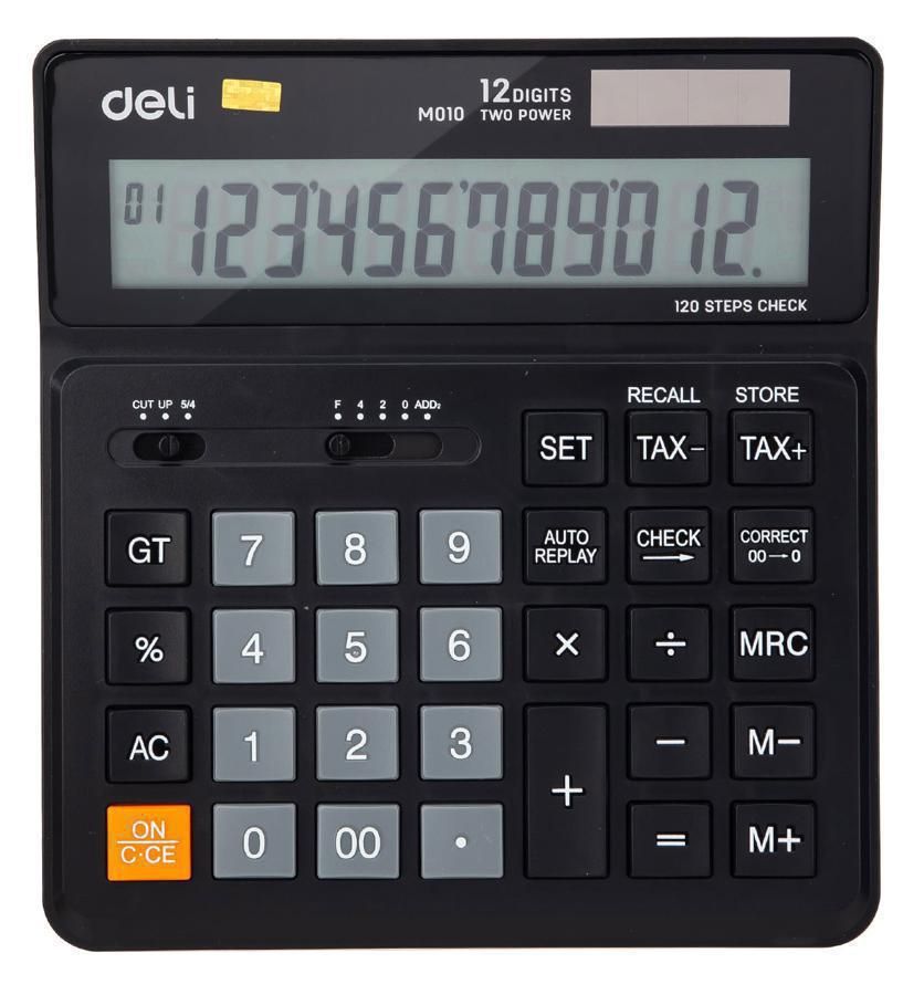 Калькулятор настольный 12 разряд. черный DELI EM01020
