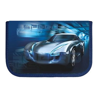 Пенал 1отд. большой Smart pocket. Speed Racer blue 200x130мм карман для смартфона Lamark PB0051-11
