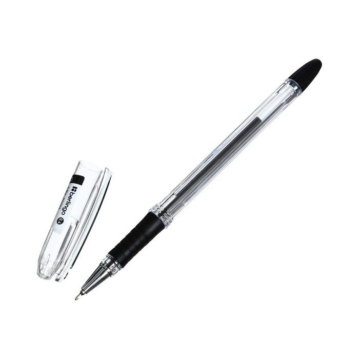 Ручка шариковая черная 0,4мм I-10 резин.держ. игольч.стерж. BERLINGO CBp_40011