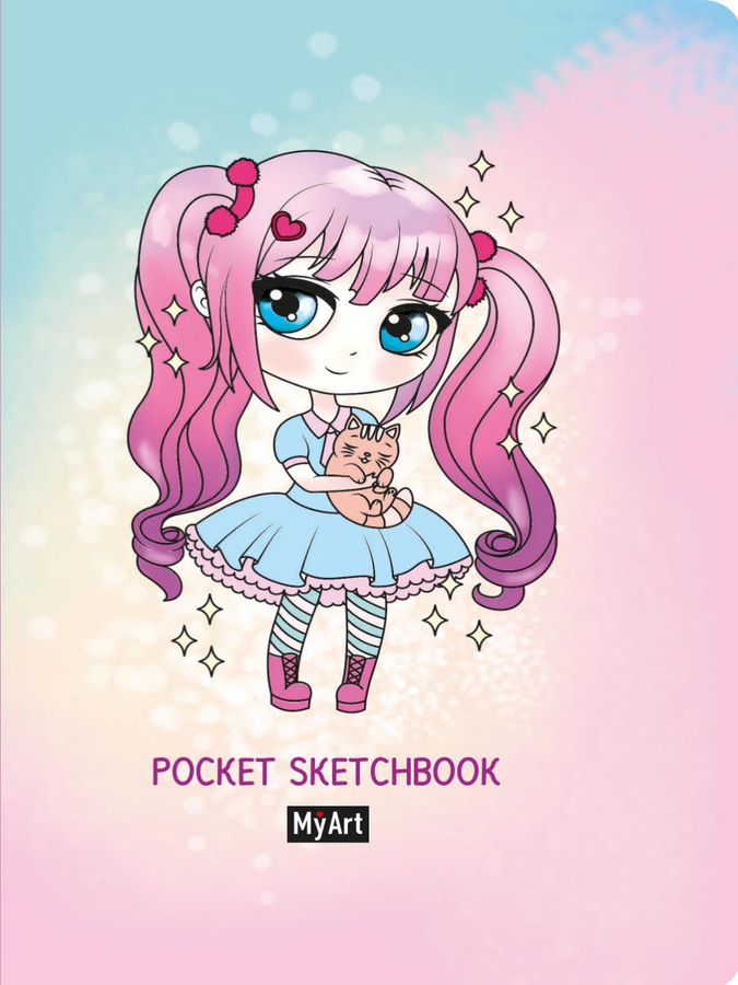 Скетчбук А6 48л склейка MyArt Pocket Девочка PROF-PRESS 177636