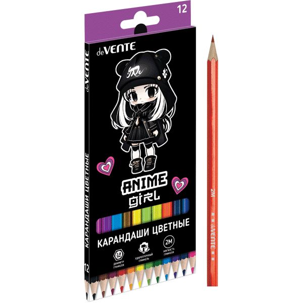 Карандаши цветные 12цв Anime Girl шестигранные к/к ATTOMEX 5022412