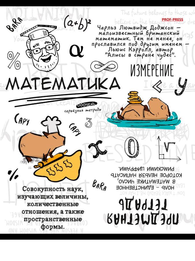 Тетрадь предметная 48л клетка Капибара Математика справоч.мат. лен PROF-PRESS 48-0039