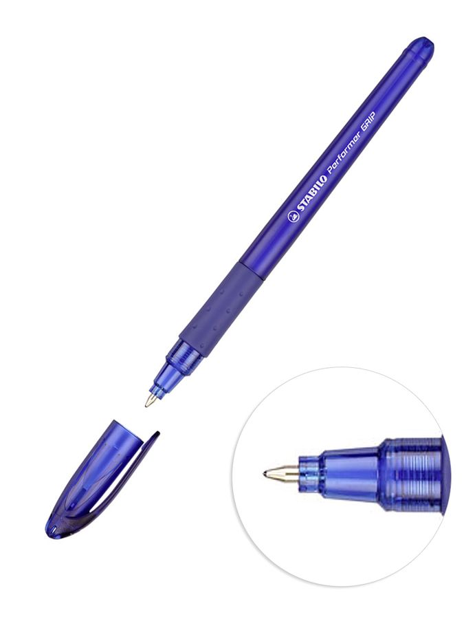 Ручка шариковая синяя 0,38мм Perfomer резин.грипп STABILO 898G/1-10-41