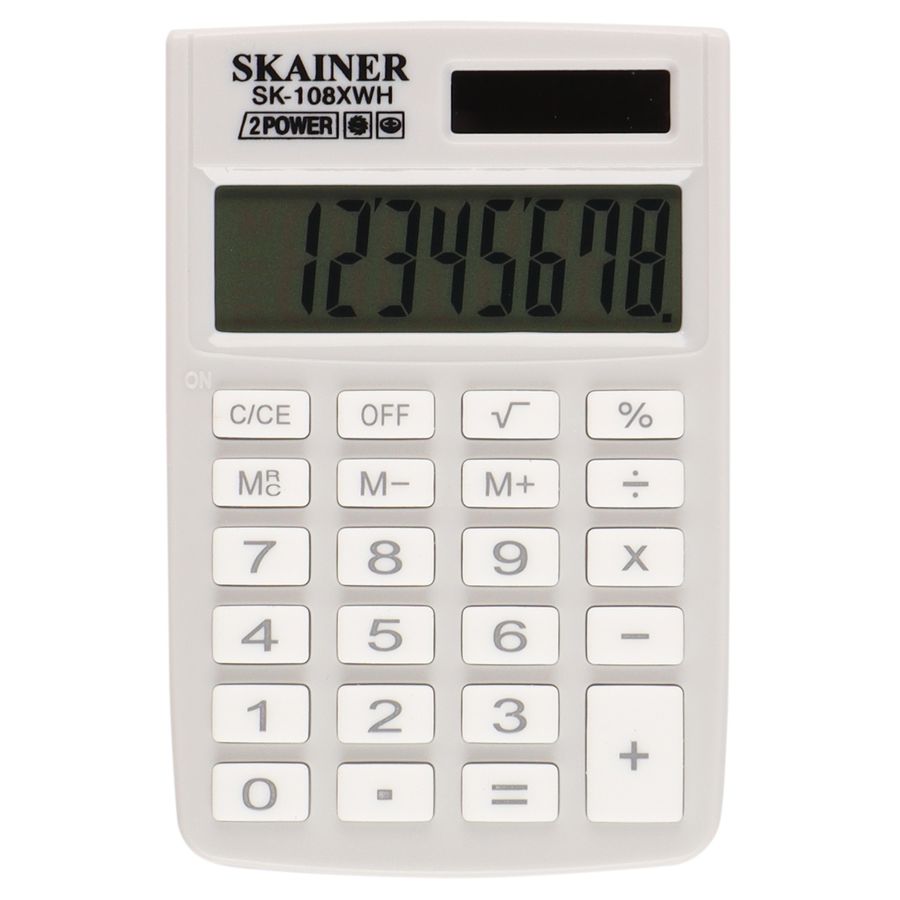 Калькулятор карманный 8 разряд. 2-е пит. белый SKAINER ELECTRONIC CO SK-108XWH