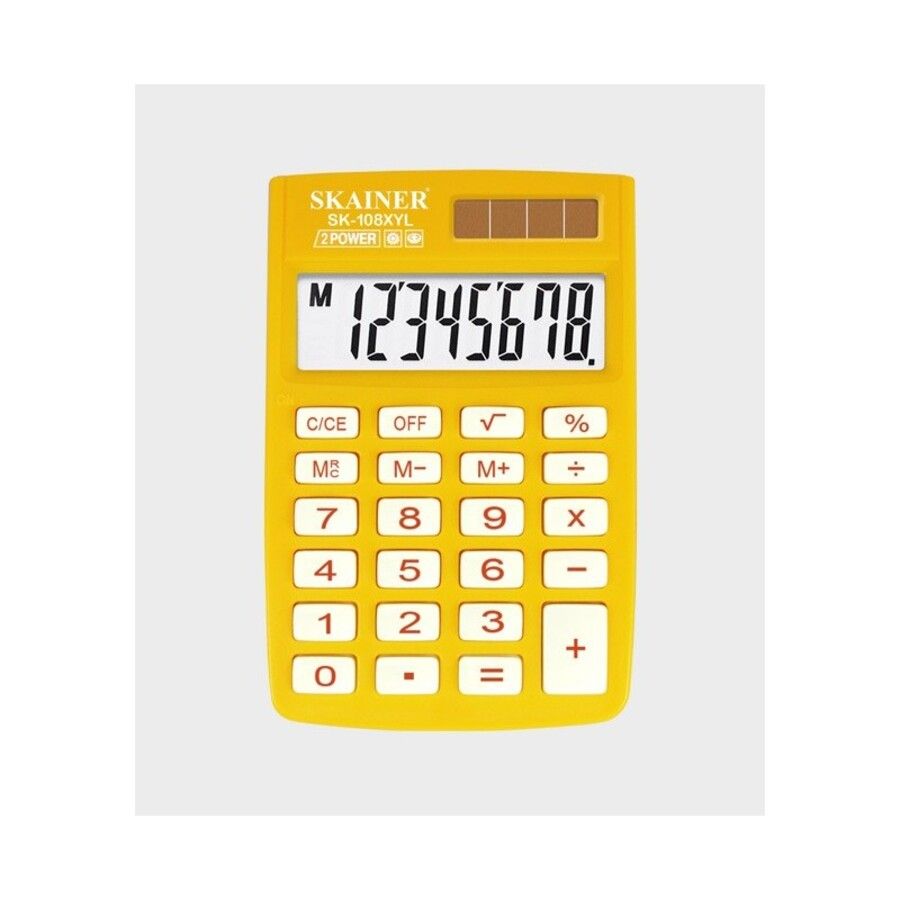 Калькулятор карманный 8 разряд. 2-е пит. желтый SKAINER ELECTRONIC CO SK-108XYL