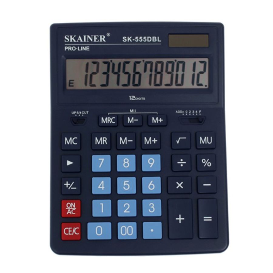 Калькулятор настольный 12 разряд. 2-е пит. 2 память синий SKAINER ELECTRONIC CO SK-555BL