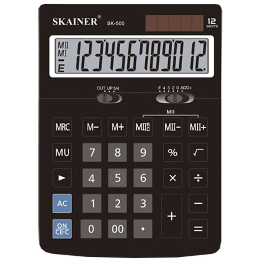 Калькулятор настольный 12 разряд. 2-е пит. 2 память черный SKAINER ELECTRONIC CO SK-500