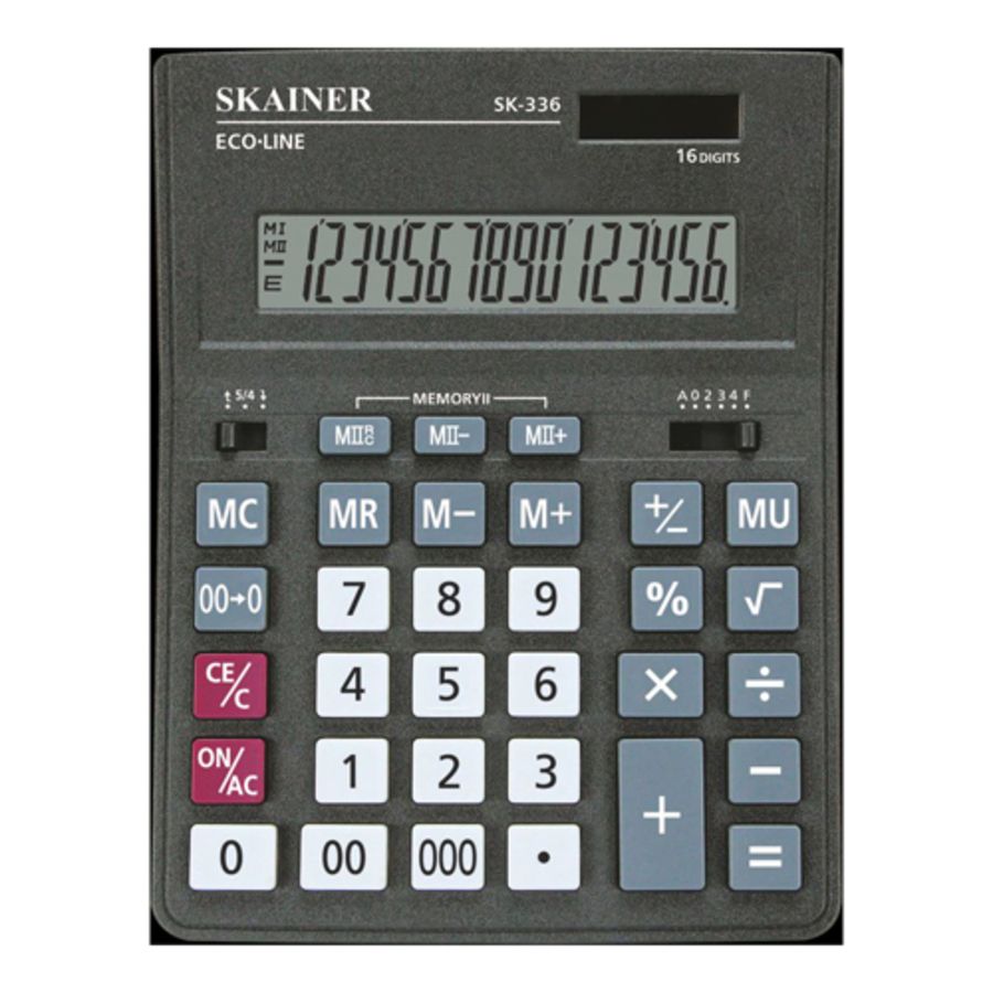 Калькулятор настольный 16 разряд. 2-е пит. 2 память черный SKAINER ELECTRONIC CO SK-336