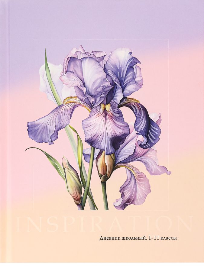 Дневник универсальный Фиолетовые цветы -1 софт-тач фольга PROF-PRESS Д40-3517