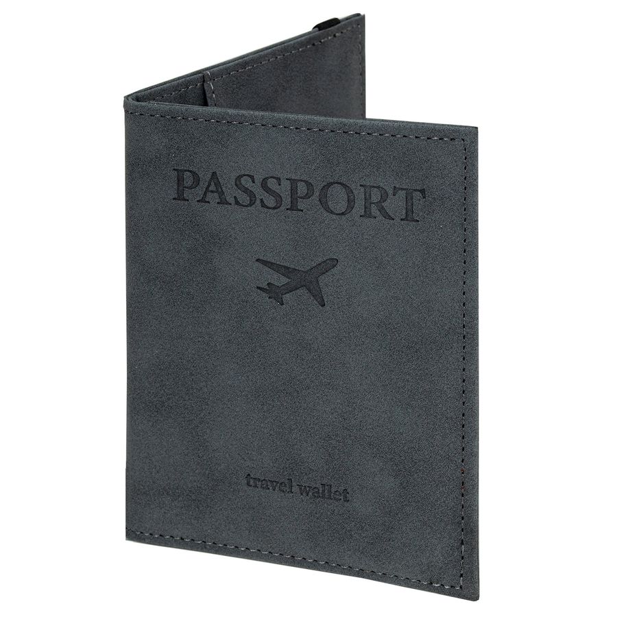 Обложка для паспорта экокожа Passport серая +карманы BRAUBERG 238203