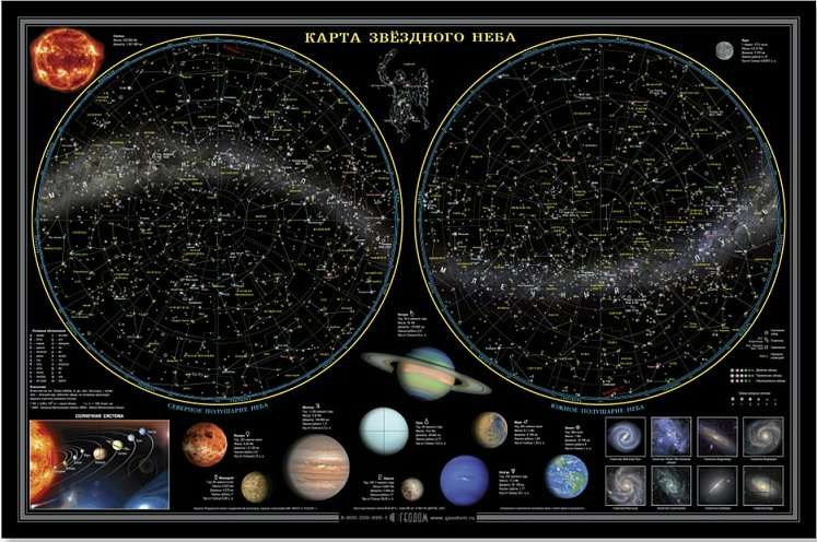 Карта Звездное небо.Планеты 580х380 ламинированная